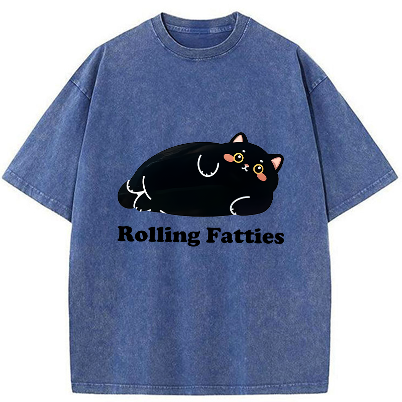 Tokyo-Tiger Rolling Fatties Cat Washed T-Shirt