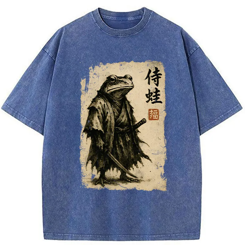 Tokyo-Tiger Retro Frog Samurai Washed T-Shirt