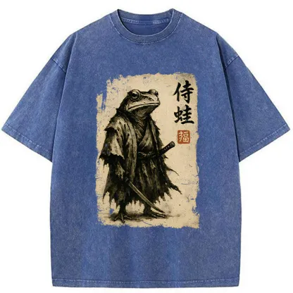 Tokyo-Tiger Retro Frog Samurai Washed T-Shirt