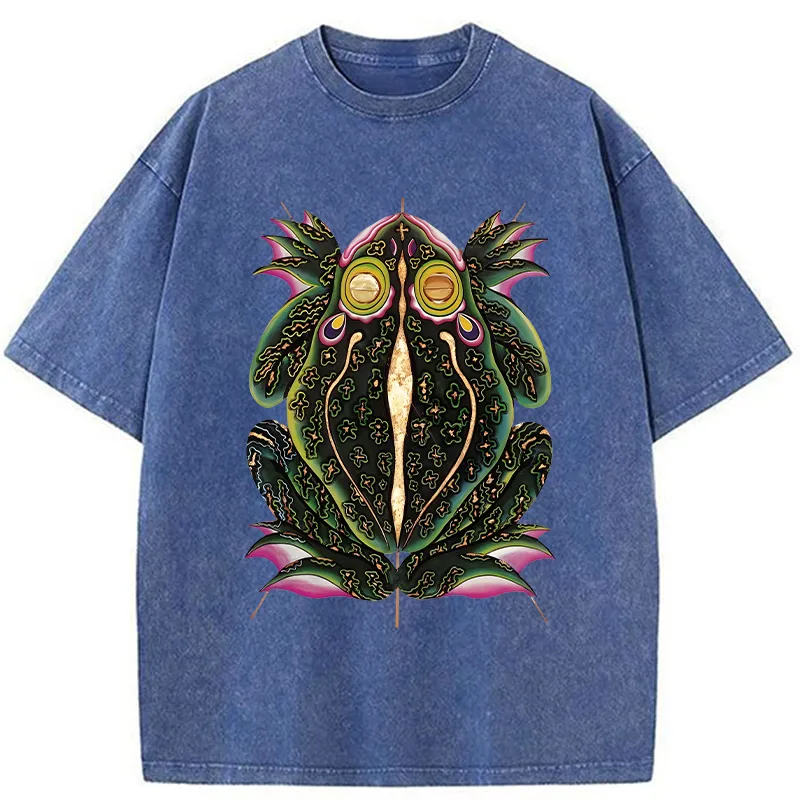 Tokyo-Tiger Retro Weird Frog Washed T-Shirt