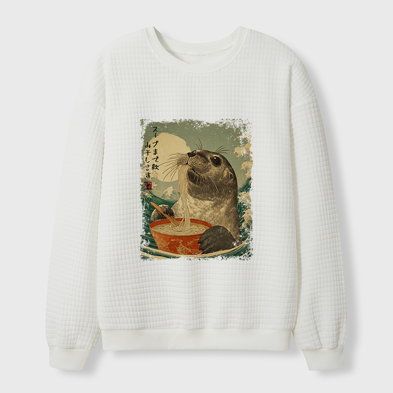 Tokyo-Tiger Slurp Like a Seal Waffle Sweatshirt