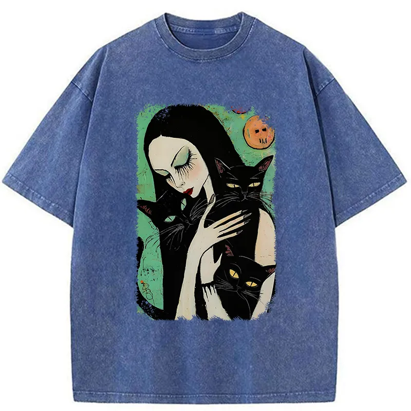 Tokyo-Tiger Me And My Black Cat Washed T-Shirt