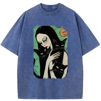 Tokyo-Tiger Me And My Black Cat Washed T-Shirt