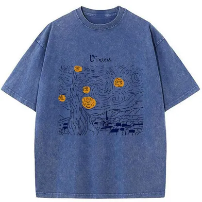 Tokyo-Tiger Minimalist Starry Sky Washed T-Shirt