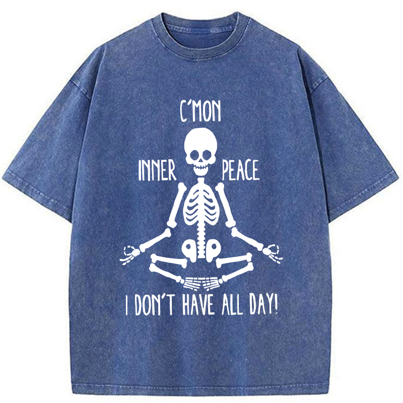 Tokyo-Tiger A Skeleton Doing Yoga Washed T-Shirt