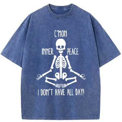 Tokyo-Tiger A Skeleton Doing Yoga Washed T-Shirt