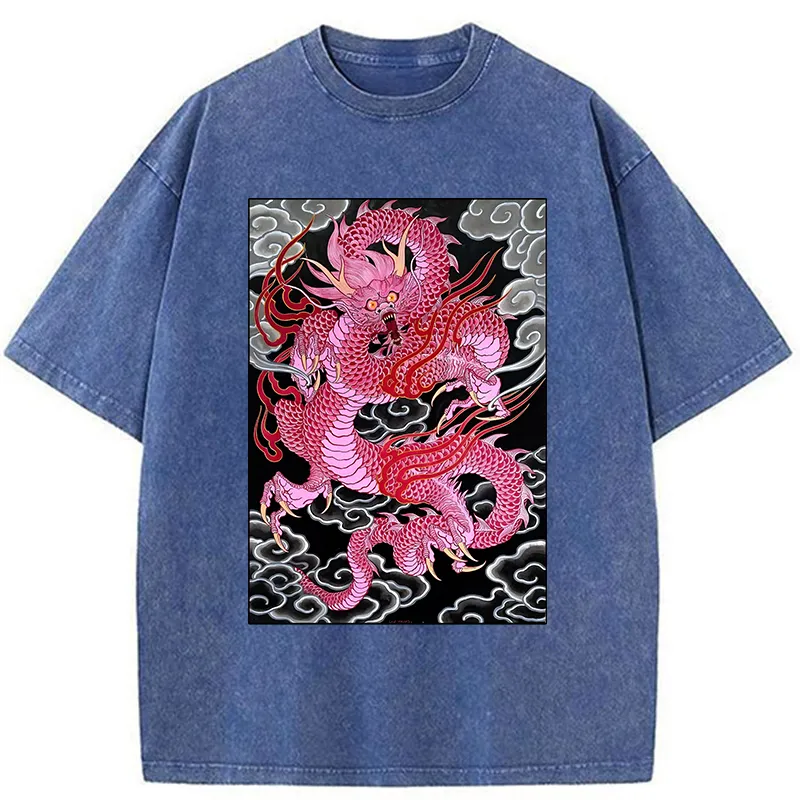 Tokyo-Tiger Pink Dragon Washed T-Shirt