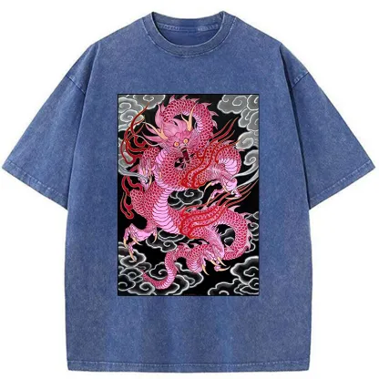 Tokyo-Tiger Pink Dragon Washed T-Shirt