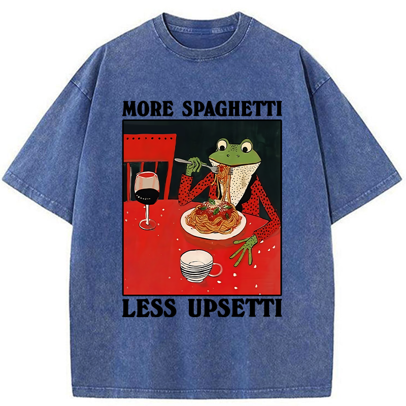 Tokyo-Tiger Frog Eating Spaghetti Washed T-Shirt