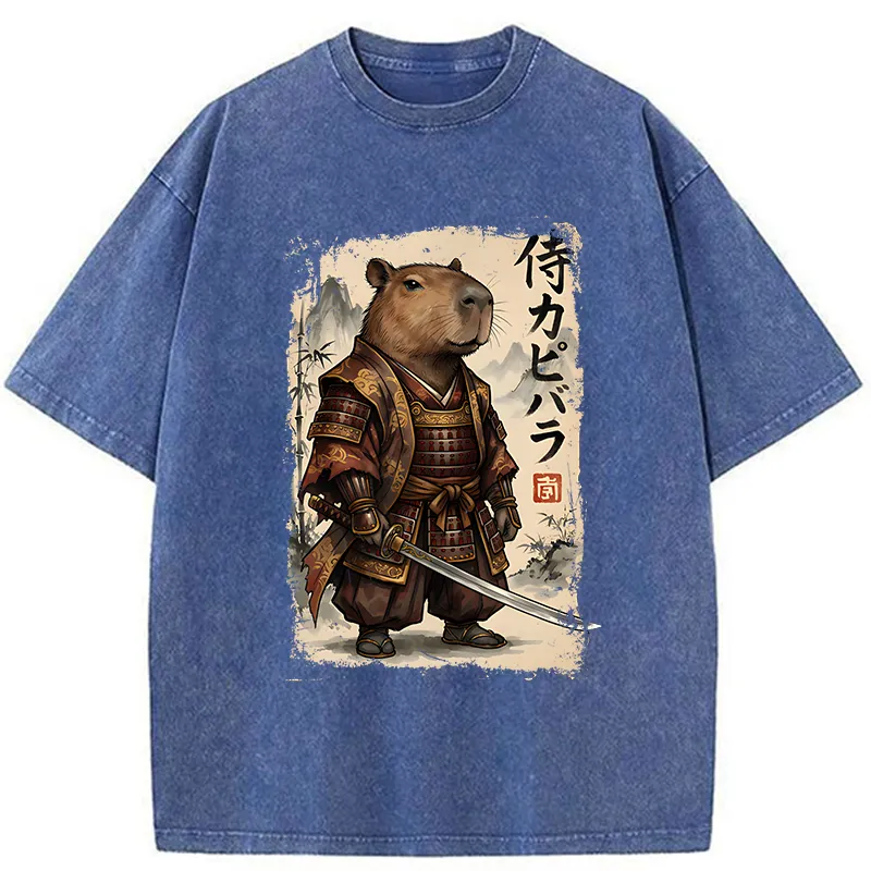 Tokyo-Tiger Samurai Capybara Washed T-Shirt