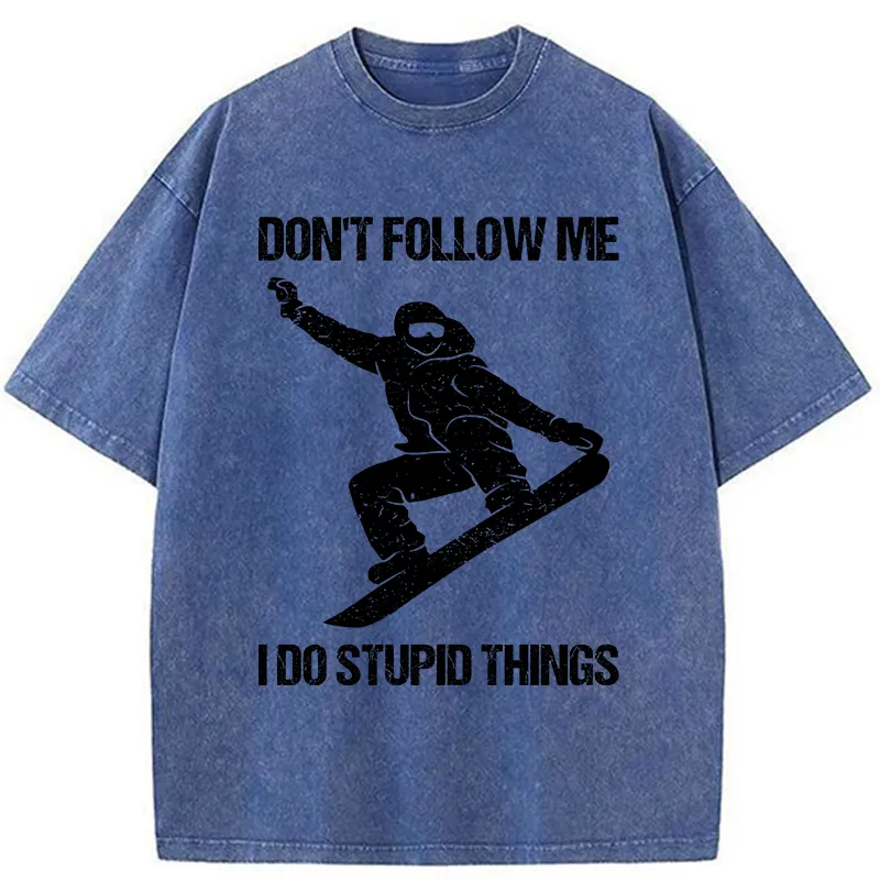 Tokyo-Tiger Winter Extreme Sports Skiing Washed T-Shirt