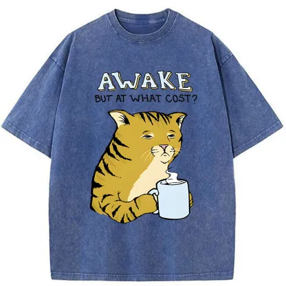 Tokyo-Tiger Tired Orange Cat Washed T-Shirt
