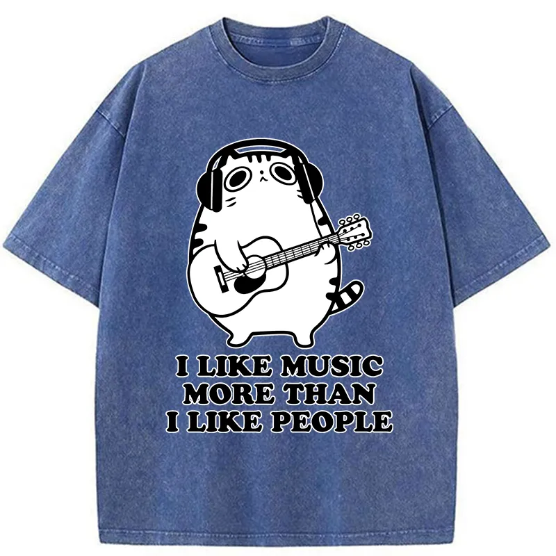 Tokyo-Tiger Music Cat Washed T-Shirt