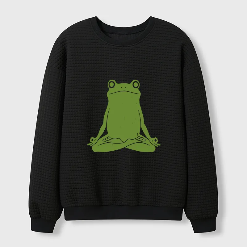 Tokyo-Tiger Yoga Frog Funny Waffle Sweatshirt