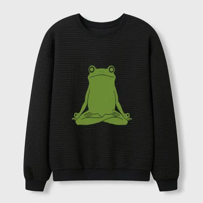 Tokyo-Tiger Yoga Frog Funny Waffle Sweatshirt