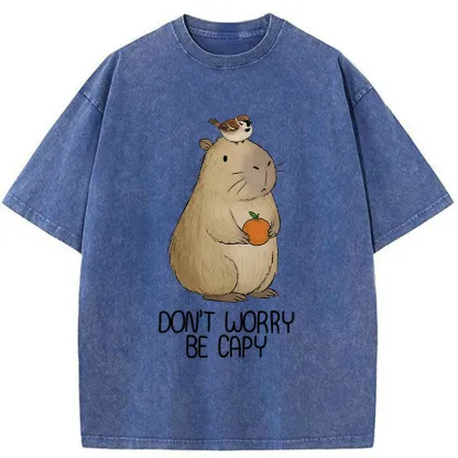 Tokyo-Tiger With Capybaras Around Everything Is Fine. Washed T-Shirt