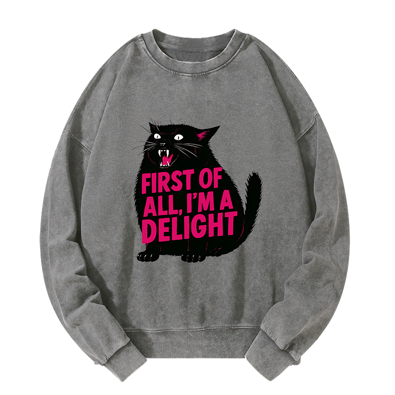 Tokyo-Tiger Roaring Black Cat Washed Sweatshirt