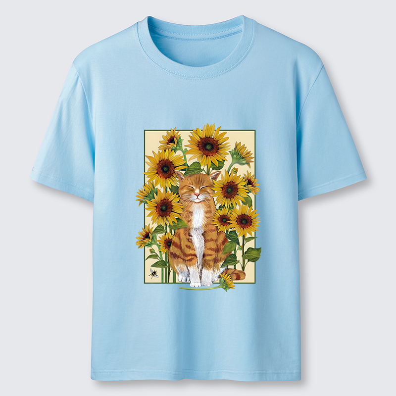Tokyo-Tiger Sunflower And Orange Cat Classic T-Shirt