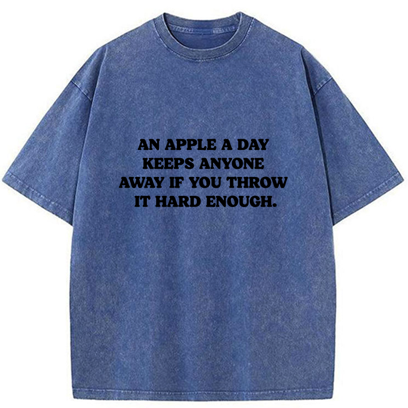 Tokyo-Tiger An Apple A Day Keeps Everything Away Washed T-Shirt