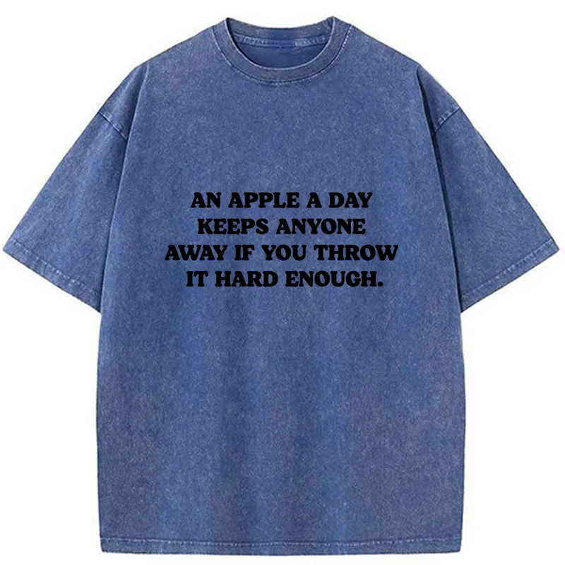 Tokyo-Tiger An Apple A Day Keeps Everything Away Washed T-Shirt