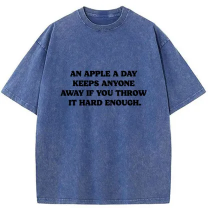 Tokyo-Tiger An Apple A Day Keeps Everything Away Washed T-Shirt