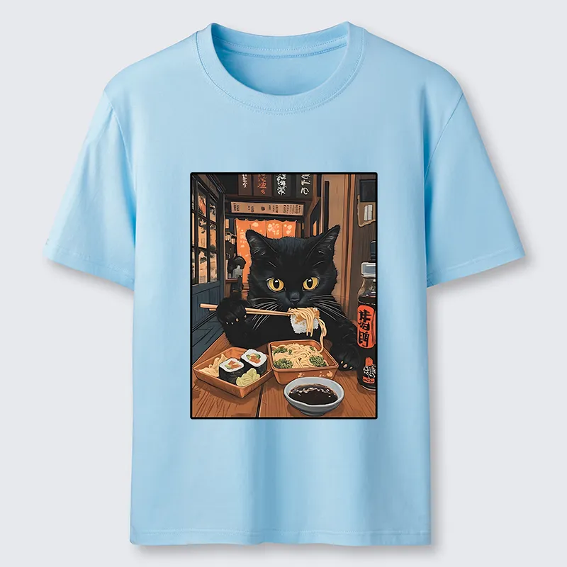 Tokyo-Tiger Black Cat Eating At Sushi Restaurant Classic T-Shirt