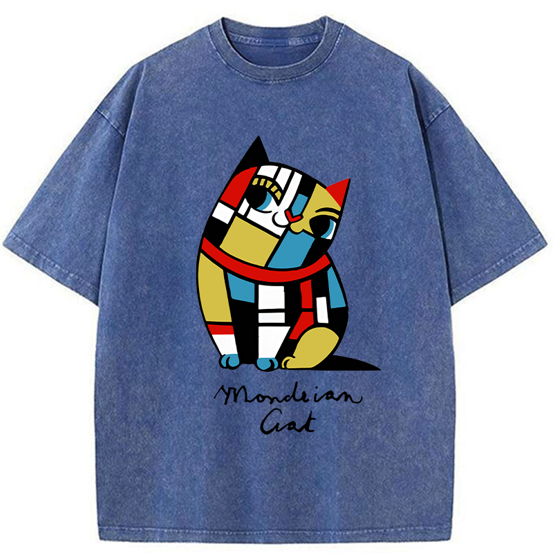 Tokyo-Tiger Cat of Mondrian Washed T-Shirt