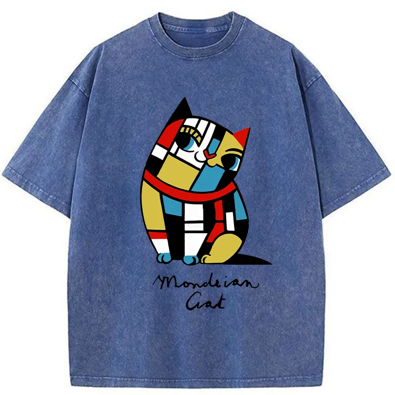 Tokyo-Tiger Cat of Mondrian Washed T-Shirt