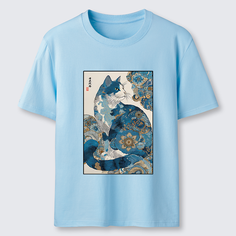 Tokyo-Tiger Japanese Ukiyo-e Flowers Cat Classic T-Shirt
