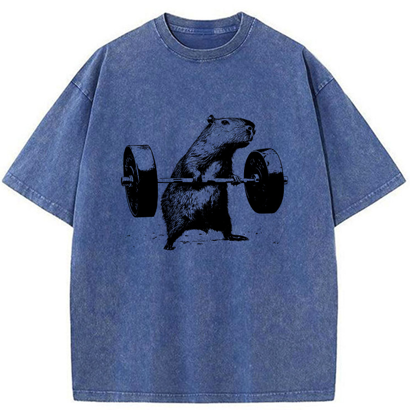 Tokyo-Tiger Capybara Fitness Washed T-Shirt