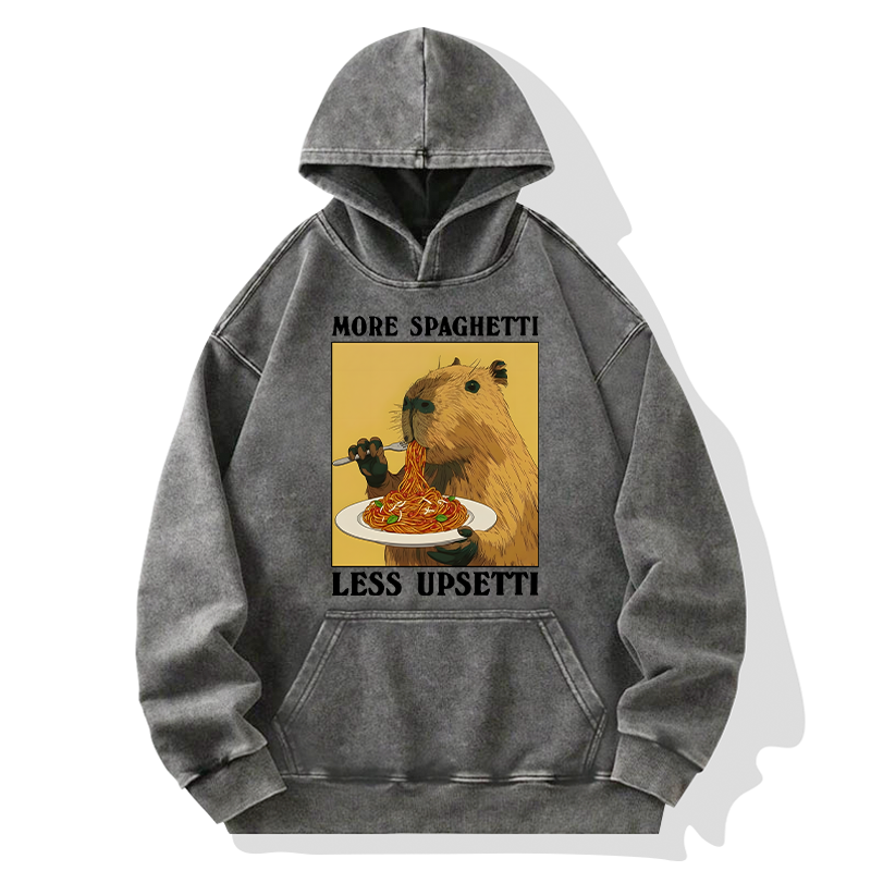 Tokyo-Tiger Capybara Eating Pasta Washed Hoodie