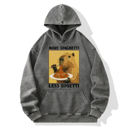 Tokyo-Tiger Capybara Eating Pasta Washed Hoodie