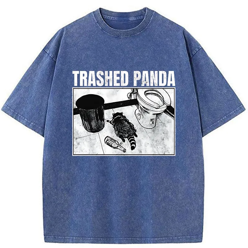 Tokyo-Tiger Trashed Panda Funny Washed T-Shirt