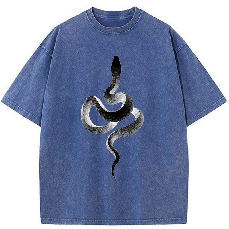 Tokyo-Tiger Retro Art Snake Washed T-Shirt
