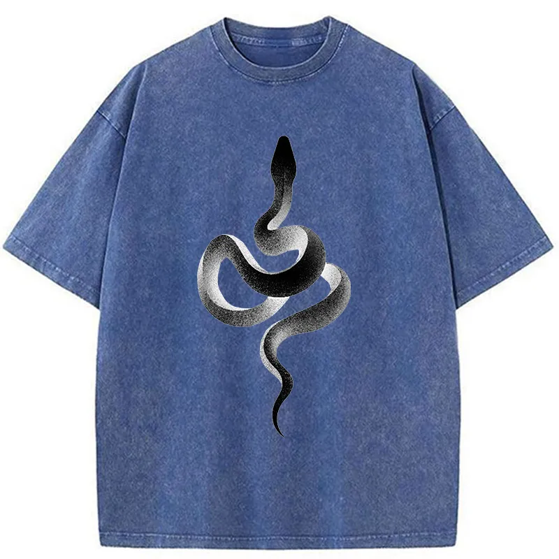 Tokyo-Tiger Retro Art Snake Washed T-Shirt Sale