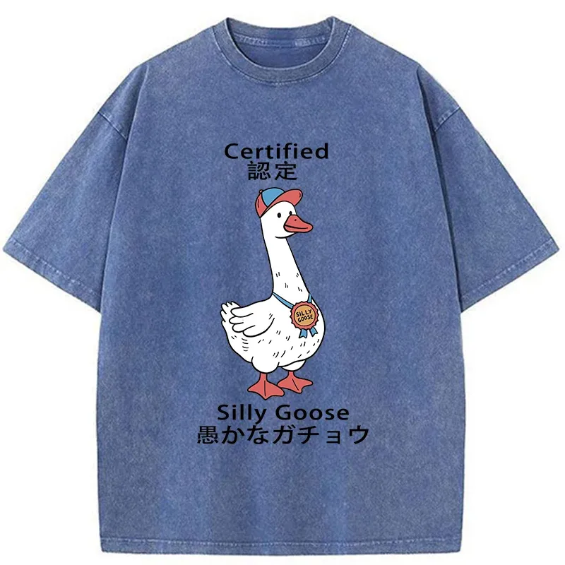 Tokyo-Tiger Certified Funny Silly Goose  Washed T-Shirt