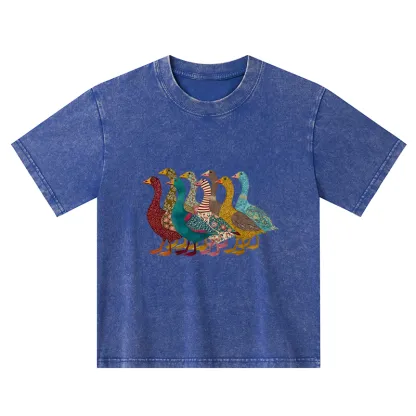 Tokyo-Tiger All Kinds Of Ducks Kids Washed T-Shirt