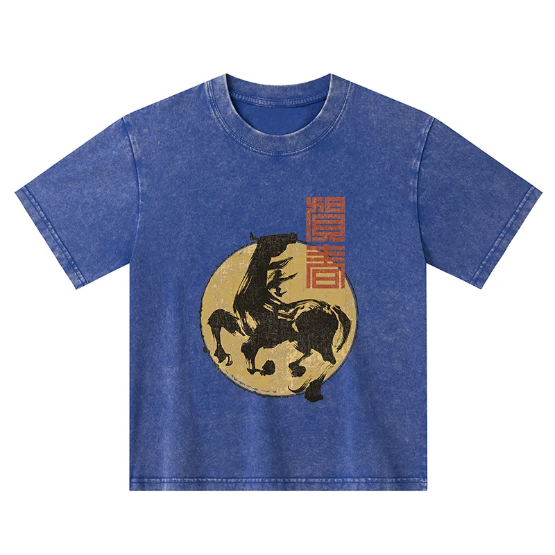 Tokyo-Tiger 2026 Year Of The Horse Japan Kids Washed T-Shirt