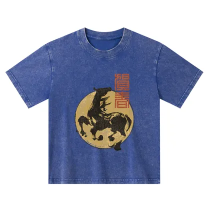 Tokyo-Tiger 2026 Year Of The Horse Japan Kids Washed T-Shirt