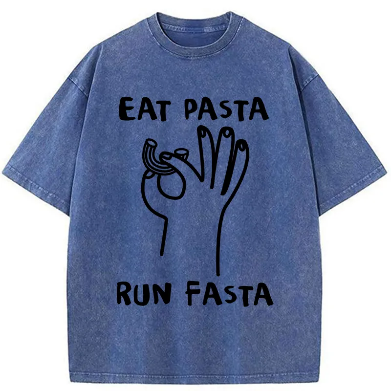 Tokyo-Tiger Eat Delicious Pasta Washed T-Shirt