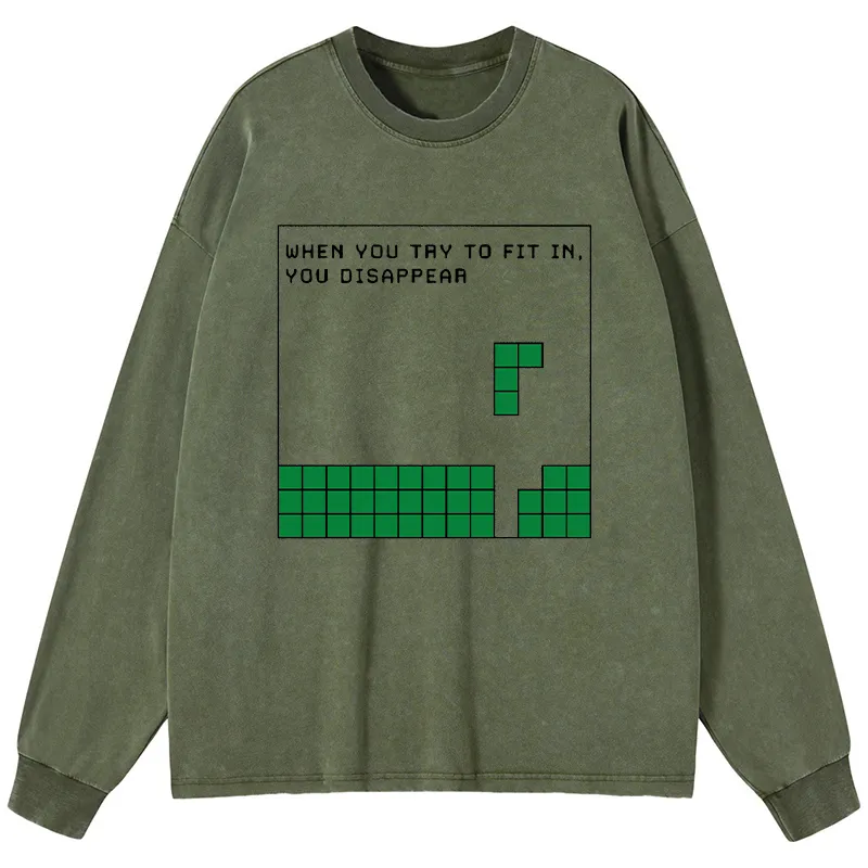 Tokyo-Tiger Be Your Unique Self Washed Long Sleeve T-Shirt