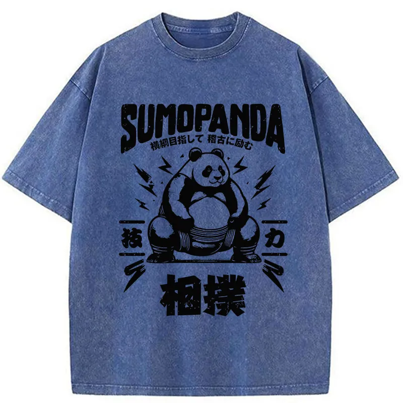 Tokyo-Tiger Japanese Sumo Panda Washed T-Shirt