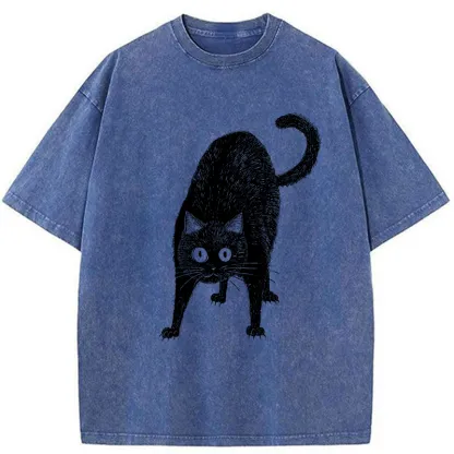 Tokyo-Tiger Alert Cat Washed T-Shirt