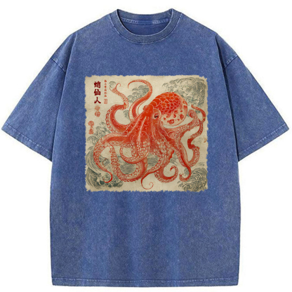 Tokyo-Tiger Octopus Sage Washed T-Shirt