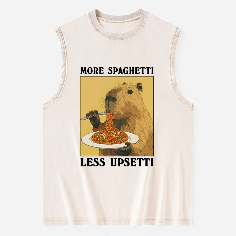 Tokyo-Tiger Capybara Eating Pasta Washed Tank