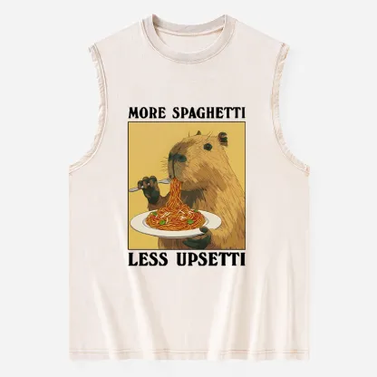 Tokyo-Tiger Capybara Eating Pasta Washed Tank