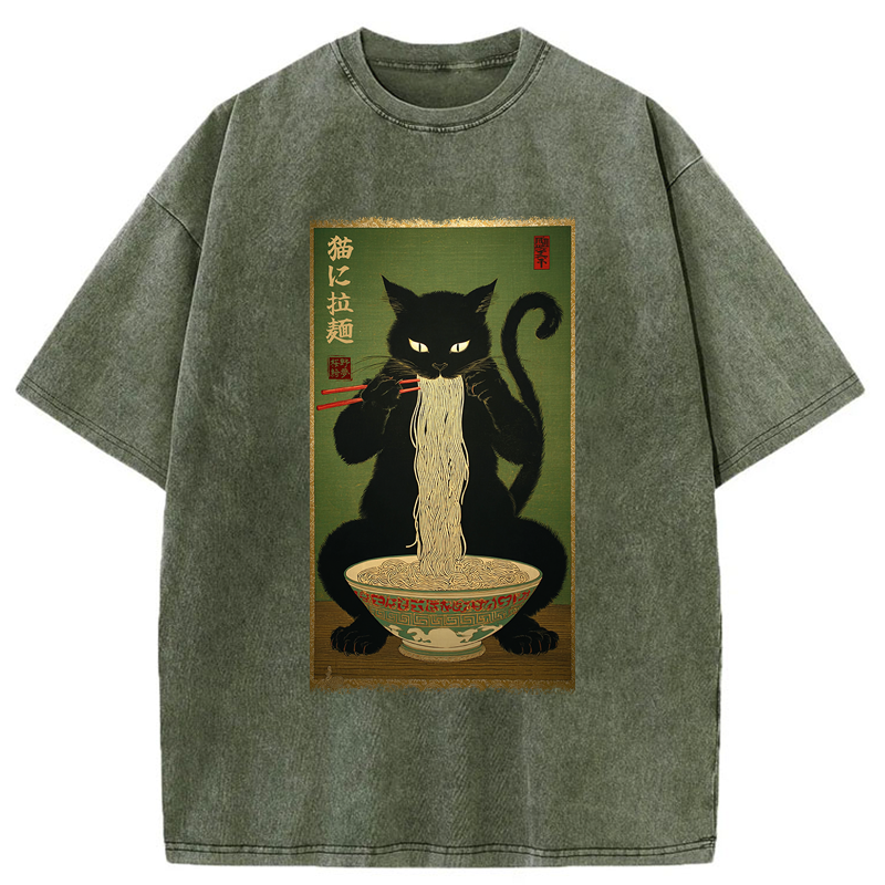 Tokyo-Tiger Noodle Master Cat Washed T-Shirt