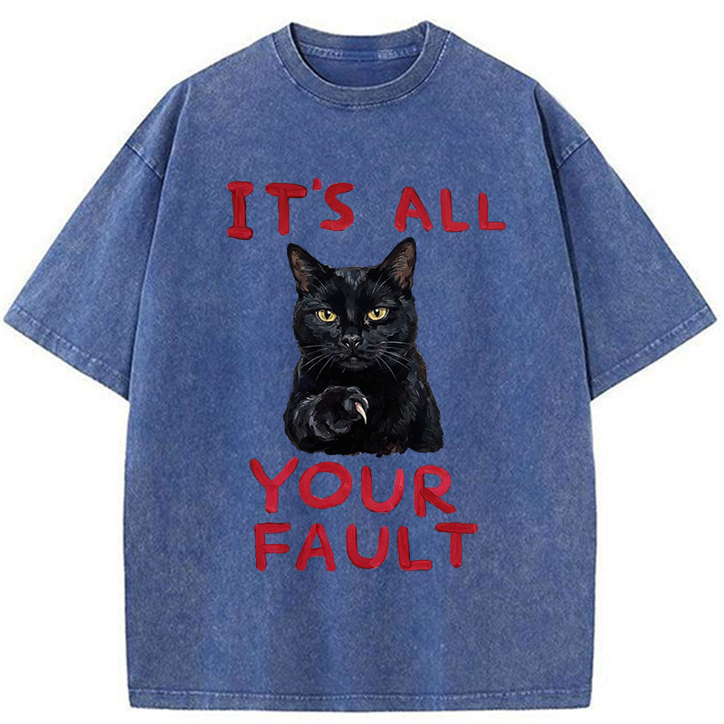 Tokyo-Tiger Cat's Accusation Washed T-Shirt