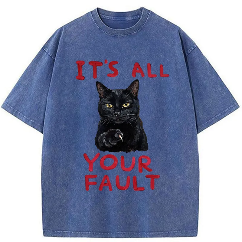 Tokyo-Tiger Cat's Accusation Washed T-Shirt