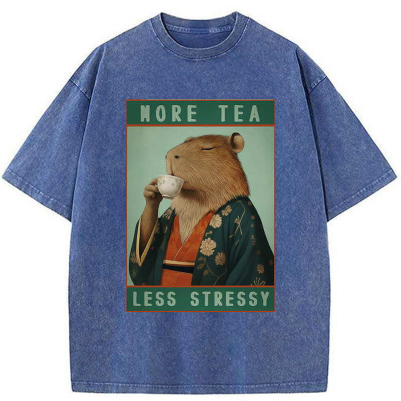 Tokyo-Tiger Less Tea More Stressy Washed T-Shirt